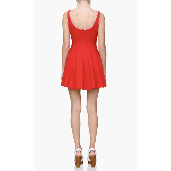 Avec Les Filles Red w/ White Contrast Stitch Mini Dress Sleeveless Size XL - Picture 3 of 10